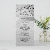 Ländliches Holz Hochzeitsprogramm in Schwarz und W Programm (Stehend Vorderseite)