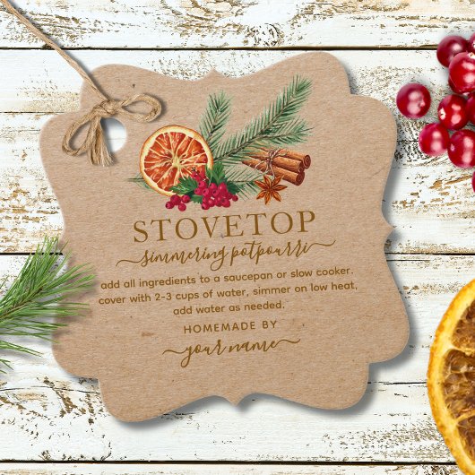 Ländliches Kraft-Kochtopf-Potpourri-Tag Geschenkanhänger