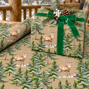 Ländliches Kraft-Rotwild Im Wald Geschenkpapier