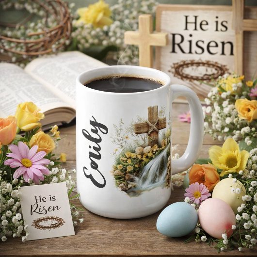 Ländliches Kreuz Wasserfall Osterdesign Kaffeetasse