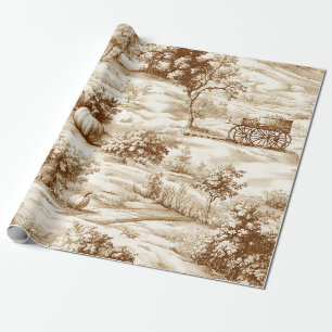 Ländliches Kürbis-Toile in warmem Sepia-Muster Geschenkpapier