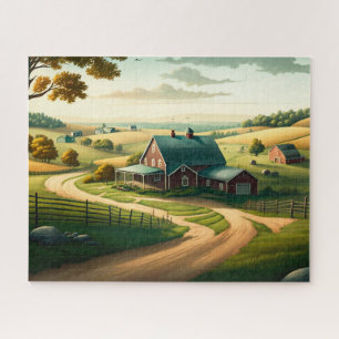 Ländliches Land, Rolling Hills, Farm Jigsaw Puzzle