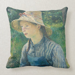 Ländliches Mädchen Camille Pissarros   mit einem Kissen