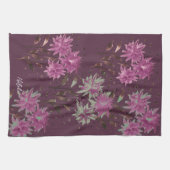Ländliches modernes lila florales Monogramm Geschirrtuch (Horizontal)