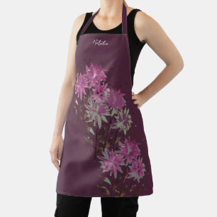 Ländliches modernes lila florales Monogramm Schürze