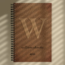 Ländliches Monogramm Gold-Schriftzug braunes Leder