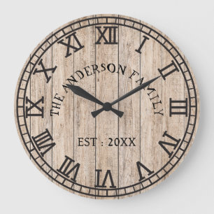 Ländliches Monogramm-Landhaus Individueller Famili Große Wanduhr