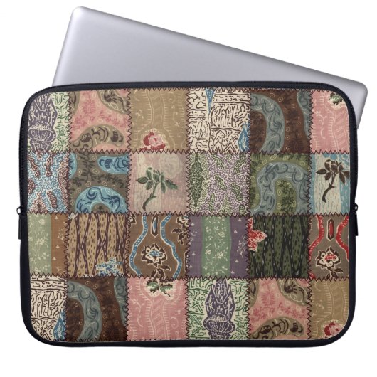 Ländliches Patchwork-Quilt, 3D-Textur. Laptopschutzhülle (Vorderseite)