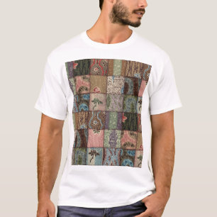 Ländliches Patchwork-Quilt, 3D-Textur. T-Shirt