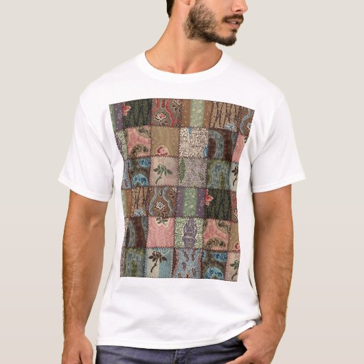 Ländliches Patchwork-Quilt, 3D-Textur. T-Shirt (Vorderseite)