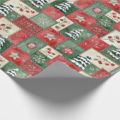 Ländliches Patchwork-Weihnachtsmuster Geschenkpapier (Ecke)
