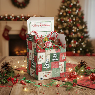 Ländliches Patchwork-Weihnachtsmuster Geschenkschachtel