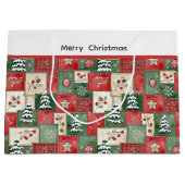 Ländliches Patchwork-Weihnachtsmuster Große Geschenktüte (Vorderseite)