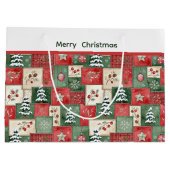 Ländliches Patchwork-Weihnachtsmuster Große Geschenktüte (Rückseite)