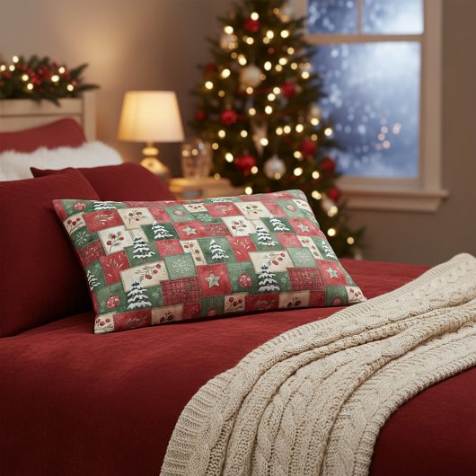 Ländliches Patchwork-Weihnachtsmuster Kissenbezug