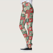 Ländliches Patchwork-Weihnachtsmuster Leggings (Links)
