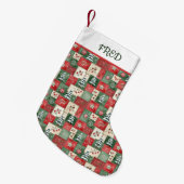 Ländliches Patchwork-Weihnachtsmuster personalisie Kleiner Weihnachtsstrumpf (Vorderansicht (hängend))