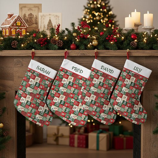 Ländliches Patchwork-Weihnachtsmuster personalisie Kleiner Weihnachtsstrumpf