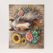 Ländliches Pferd mit Blumen Puzzle (Vertikal)