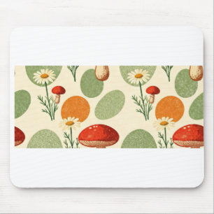 Ländliches Pilz- und Gänseblümchen-Aquarellmuster Mousepad
