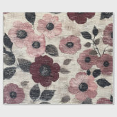 Ländliches Rosa Blumen-Leinen-Muster (7) Geschenkpapier (Flach)