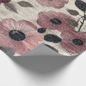 Ländliches Rosa Blumen-Leinen-Muster (7) Geschenkpapier (Ecke)