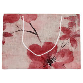 Ländliches Rosa Blumenleinenmuster (5) Große Geschenktüte (Vorderseite)