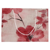 Ländliches Rosa Blumenleinenmuster (5) Große Geschenktüte (Rückseite)