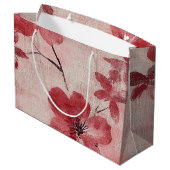 Ländliches Rosa Blumenleinenmuster (5) Große Geschenktüte (Rückseite Schrägansicht)