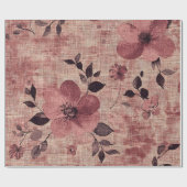 Ländliches Rosa Blumenleinwandmuster (2) Geschenkpapier (Flach)