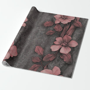 Ländliches Rosa Blumenleinwandmuster (8) Geschenkpapier