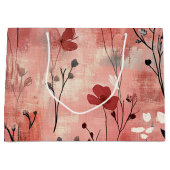 Ländliches Rosa Blumenmuster Leinen (9) Große Geschenktüte (Vorderseite)