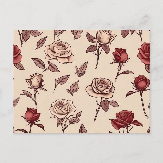 Ländliches Rosenmuster Postkarte (Vorderseite)