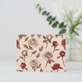 Ländliches Rosenmuster Postkarte (Stehend Vorderseite)