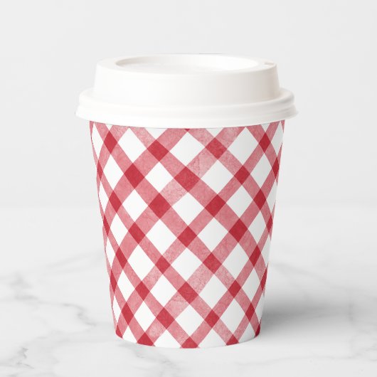 Ländliches Rot Gingham Pappbecher (Vorderseite)