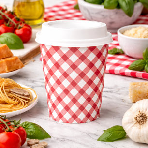 Ländliches Rot Gingham Pappbecher