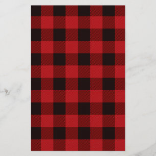 Ländliches rot-schwarzes Karomuster Briefpapier