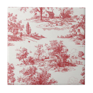 Ländliches Rot-Toile-Landschaftsmuster Fliese