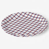 Ländliches Rot-Weiß-Blau-Gingham Pappteller (Schrägansicht)