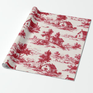 Ländliches rotes Toile-Landschaftsmuster Geschenkpapier