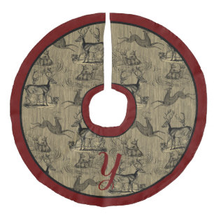 Ländliches rustikales Holzdesign mit Vintage-Hirsc Leinenimitat Weihnachtsbaumdecke
