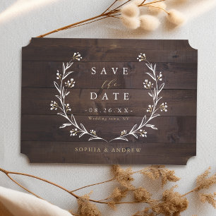 Ländliches Scheunenholz Boho Floral Land Save The Date