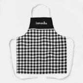 Ländliches Schwarz Gingham Namenspersonalisation Schürze (Vorderseite)