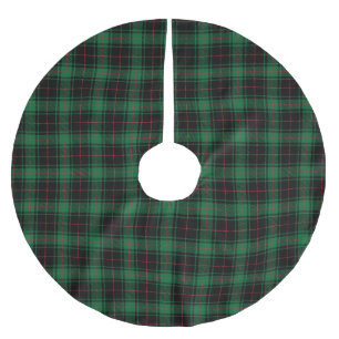 Ländliches Schwarz Grün Rot Tartan Karomuster Polyester Weihnachtsbaumdecke