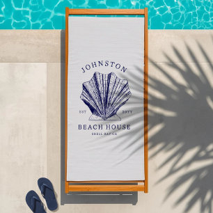 Ländliches Strandhaus Familienname Nautical Blau Strandtuch