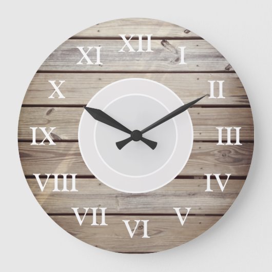 Ländliches Strandholz Große Wanduhr (Vorderseite)