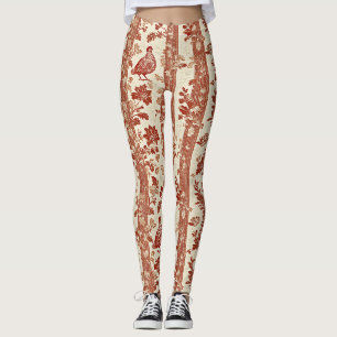 Ländliches Terrakotta-Huhn Toile Streifenmuster Leggings