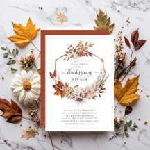 Ländliches Thanksgiving-Dinner mit Herbstlaub