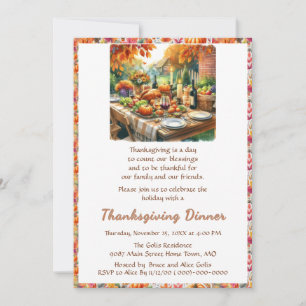 Ländliches Thanksgiving-Familien-Freunde-Abendesse Einladung
