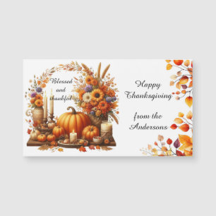 Ländliches Thanksgiving-Kürbis-Aquarell Herbst Magnetkarte